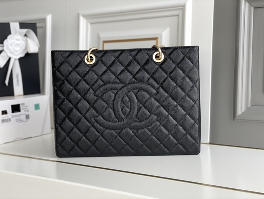 Large Chanel Lychee Leather Caviar Grand Shopping Tote GST Bag
