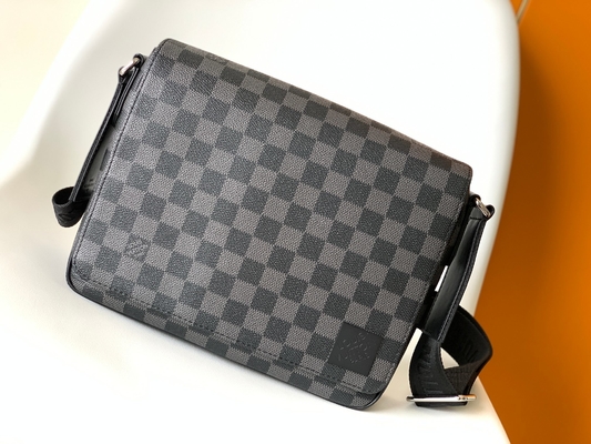 Louis Vuitton Branded Mens Bag District PM Damier Messenger Bag Graphite Black