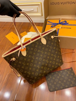 Louis Vuitton Designer Monogram Bag Pink Monogram Canvas Neverfull Mm Italian A-Grade Leather