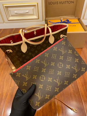 Louis Vuitton Designer Monogram Bag Pink Monogram Canvas Neverfull Mm Italian A-Grade Leather