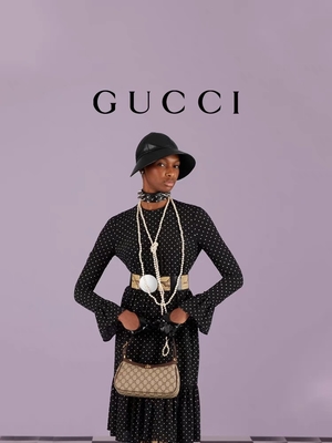 Small GG Supreme Canvas Leather Underarm Shoulder Bag GUCCI Ophidia