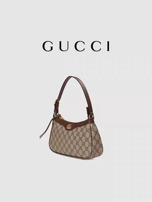 Small GG Supreme Canvas Leather Underarm Shoulder Bag GUCCI Ophidia