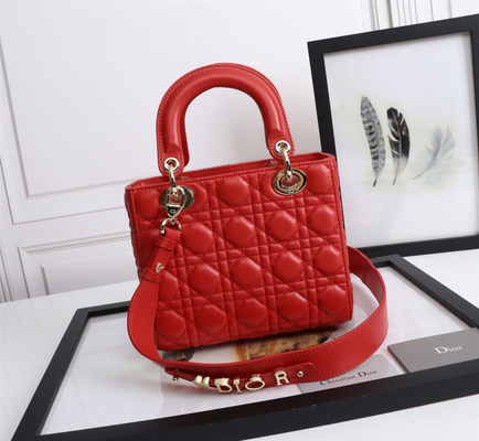 Lady Red Lambskin My Abcdior Dior Cannage Shoulder Bag D6806