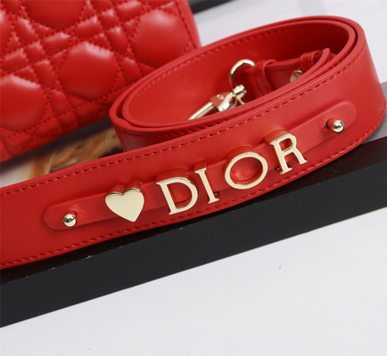 Lady Red Lambskin My Abcdior Dior Cannage Shoulder Bag D6806