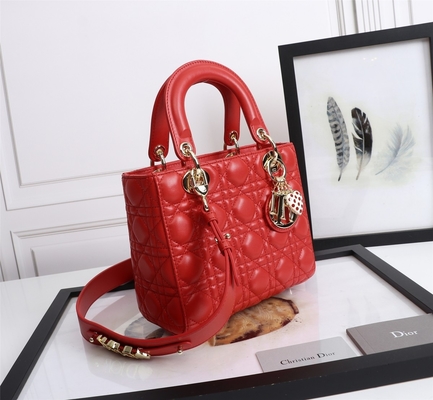 Lady Red Lambskin My Abcdior Dior Cannage Shoulder Bag D6806