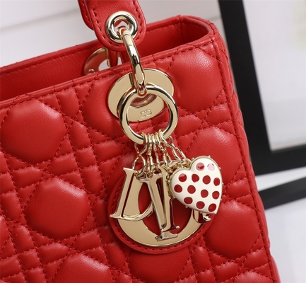 Lady Red Lambskin My Abcdior Dior Cannage Shoulder Bag D6806