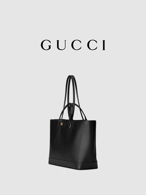 GUCCI Ophidia Branded Shoulder Bag Small Medium Grained Leather Black