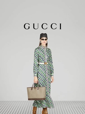GUCCI Ophidia Branded Shoulder Bag Small Medium Grained Leather Black