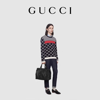 Black Branded Mens Bag GG Embossed Leather Tote for Women