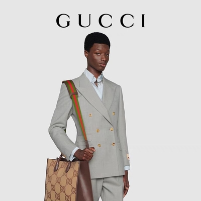GUCCI Branded Shoulder Bag Jumbo GG Tote Bag Camel Men Gentleman