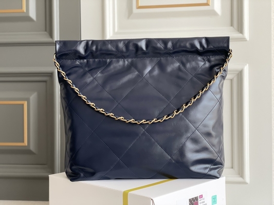 22S Calfskin Navy Chanel 22 &quot;Trash Bag&quot; Small Handbag ODM