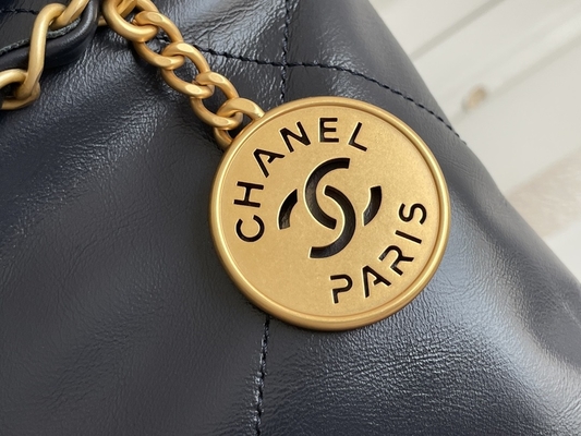 22S Calfskin Navy Chanel 22 &quot;Trash Bag&quot; Small Handbag ODM