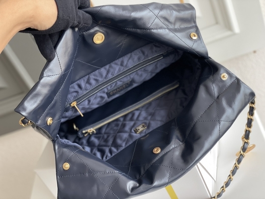 22S Calfskin Navy Chanel 22 &quot;Trash Bag&quot; Small Handbag ODM