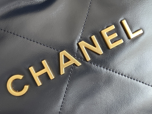 22S Calfskin Navy Chanel 22 &quot;Trash Bag&quot; Small Handbag ODM