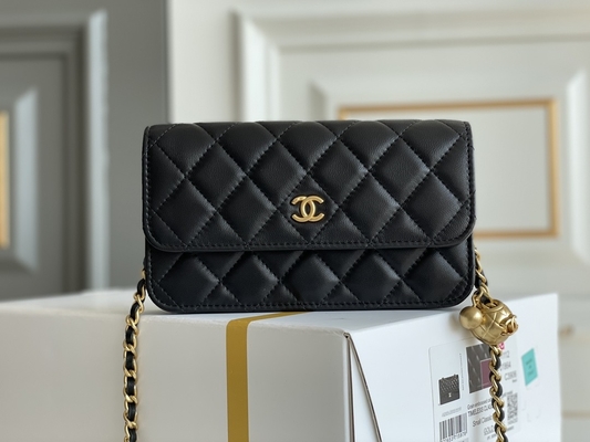 Black Mini Coco Chanel WOC Clutch Handbags Wallet On A Chain CF20