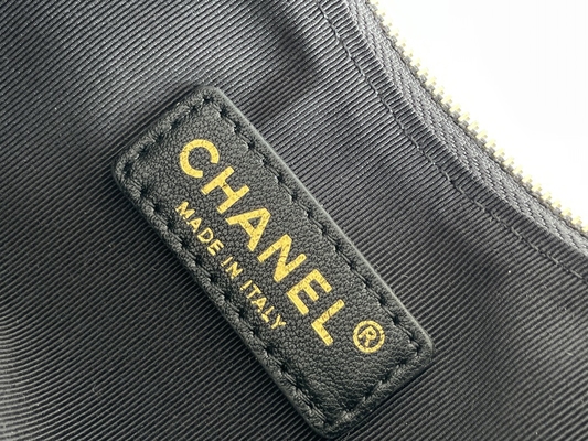 Black Chain Mini Sling Bag Branded Chanel Hobo Handbag Calfskin Leather
