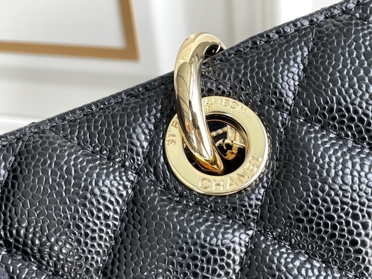 Large Chanel Lychee Leather Caviar Grand Shopping Tote GST Bag