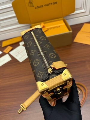 Brown Presbyopic Canvas Louis Vuitton LV Side Trunk Monogram PM Bag Suitcase