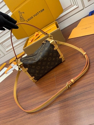 Brown Presbyopic Canvas Louis Vuitton LV Side Trunk Monogram PM Bag Suitcase