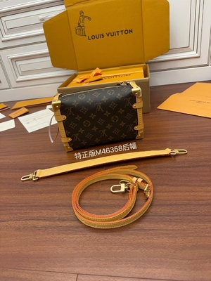Brown Presbyopic Canvas Louis Vuitton LV Side Trunk Monogram PM Bag Suitcase