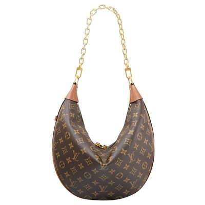 LV Designer Monogram Bag Presbyopic Half Moon Cowhide Leather Tote Handbag