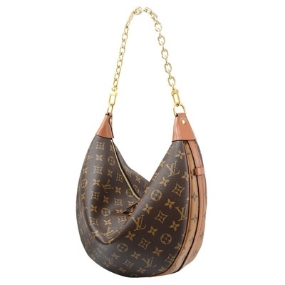LV Designer Monogram Bag Presbyopic Half Moon Cowhide Leather Tote Handbag