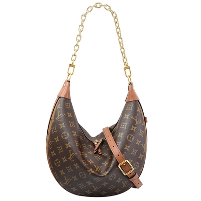 LV Designer Monogram Bag Presbyopic Half Moon Cowhide Leather Tote Handbag