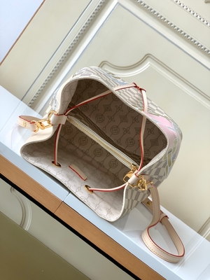 White Pink Damier Azur Canvas LV Branded Messenger Bag NéONoé MM Bucket Bag