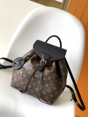 Monogram Shadow Calf Leather LV Montsouris PM Backpack Detachable Charm