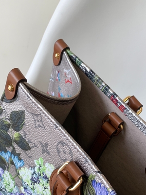 OnTheGo MM Mini Sling Bag Branded M81724 Floral Pattern Silver Coated Canvas