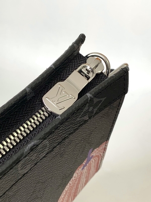 LV X YK Mini Designer Purses Louis Vuitton Pochette Voyage Pumpkin Print Gaston Wearable Wallet