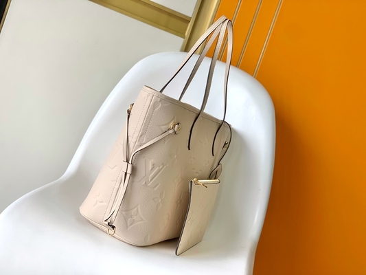 Preloved Branded Monogram Canvas Neverfull MM Beige Tote Bag