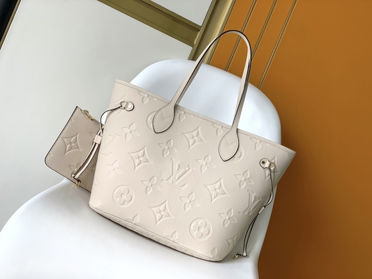 Preloved Branded Monogram Canvas Neverfull MM Beige Tote Bag