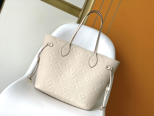 Preloved Branded Monogram Canvas Neverfull MM Beige Tote Bag