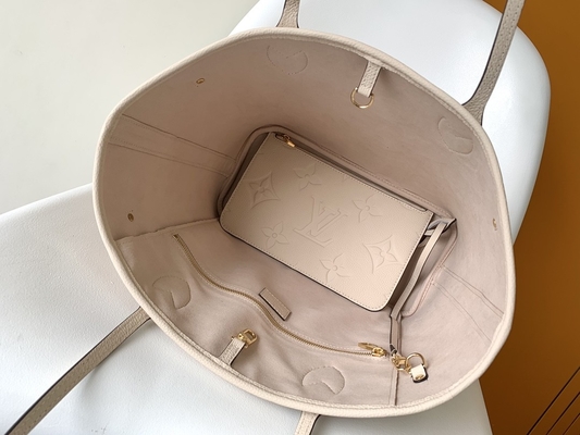 Preloved Branded Monogram Canvas Neverfull MM Beige Tote Bag