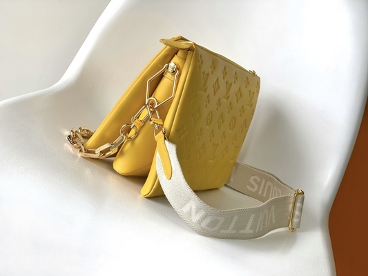 Sunflower Monogram Embossed Custom Branded Bags Coussin PM Louis Vuitton Puffy Lambskin