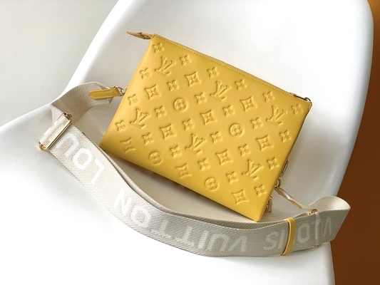 Sunflower Monogram Embossed Custom Branded Bags Coussin PM Louis Vuitton Puffy Lambskin