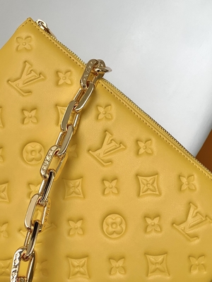 Sunflower Monogram Embossed Custom Branded Bags Coussin PM Louis Vuitton Puffy Lambskin