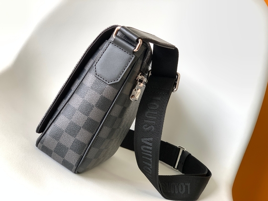 Louis Vuitton Branded Mens Bag District PM Damier Messenger Bag Graphite Black
