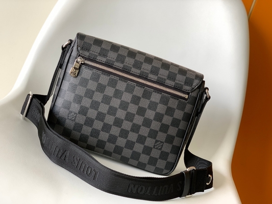 Louis Vuitton Branded Mens Bag District PM Damier Messenger Bag Graphite Black