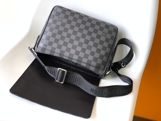 Louis Vuitton Branded Mens Bag District PM Damier Messenger Bag Graphite Black