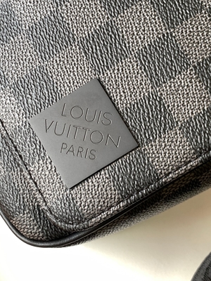 Louis Vuitton Branded Mens Bag District PM Damier Messenger Bag Graphite Black