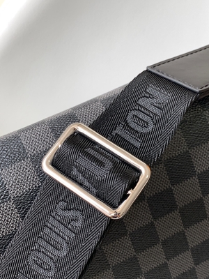 Louis Vuitton Branded Mens Bag District PM Damier Messenger Bag Graphite Black