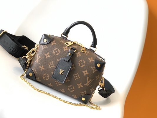 Louis Vuitton Custom Branded Bags Petite Malle Souple Empreinte Monogram Brown Black