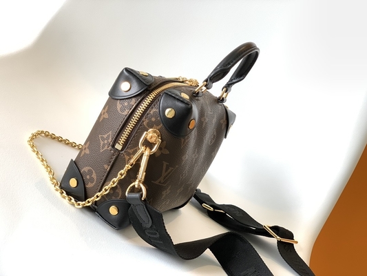Louis Vuitton Custom Branded Bags Petite Malle Souple Empreinte Monogram Brown Black