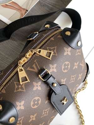 Louis Vuitton Custom Branded Bags Petite Malle Souple Empreinte Monogram Brown Black