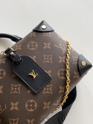 Louis Vuitton Custom Branded Bags Petite Malle Souple Empreinte Monogram Brown Black