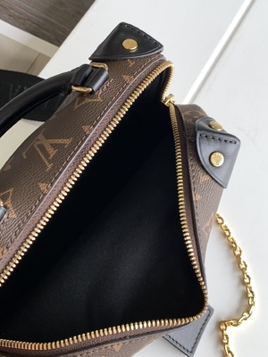 Louis Vuitton Custom Branded Bags Petite Malle Souple Empreinte Monogram Brown Black