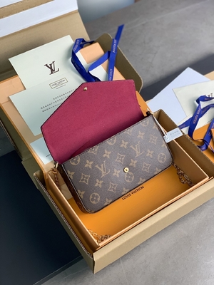 Mini LV Felicie Pochette Monogram Bag Wallet Fuchsia Lining