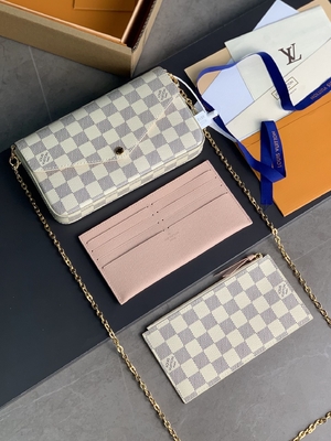 Mini LV Felicie Pochette Monogram Bag Wallet Fuchsia Lining